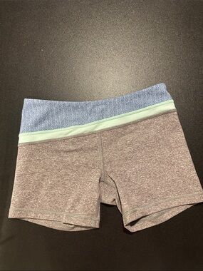 Girls Heather Gray Active Shorts with Blue Waistband